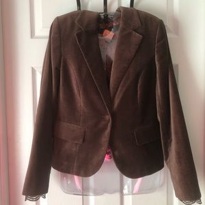 Brown Velvet and Lace Blazer